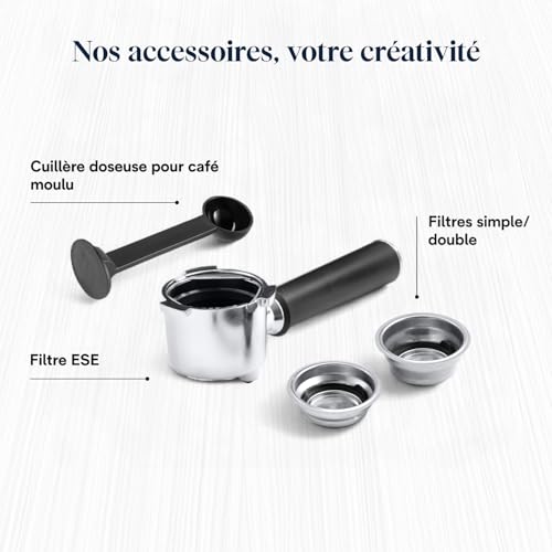 Machine à Expresso avec Buse à Mousse de Lait Professionnelle, Réservoir de 1 L, Boîtier en Métal
