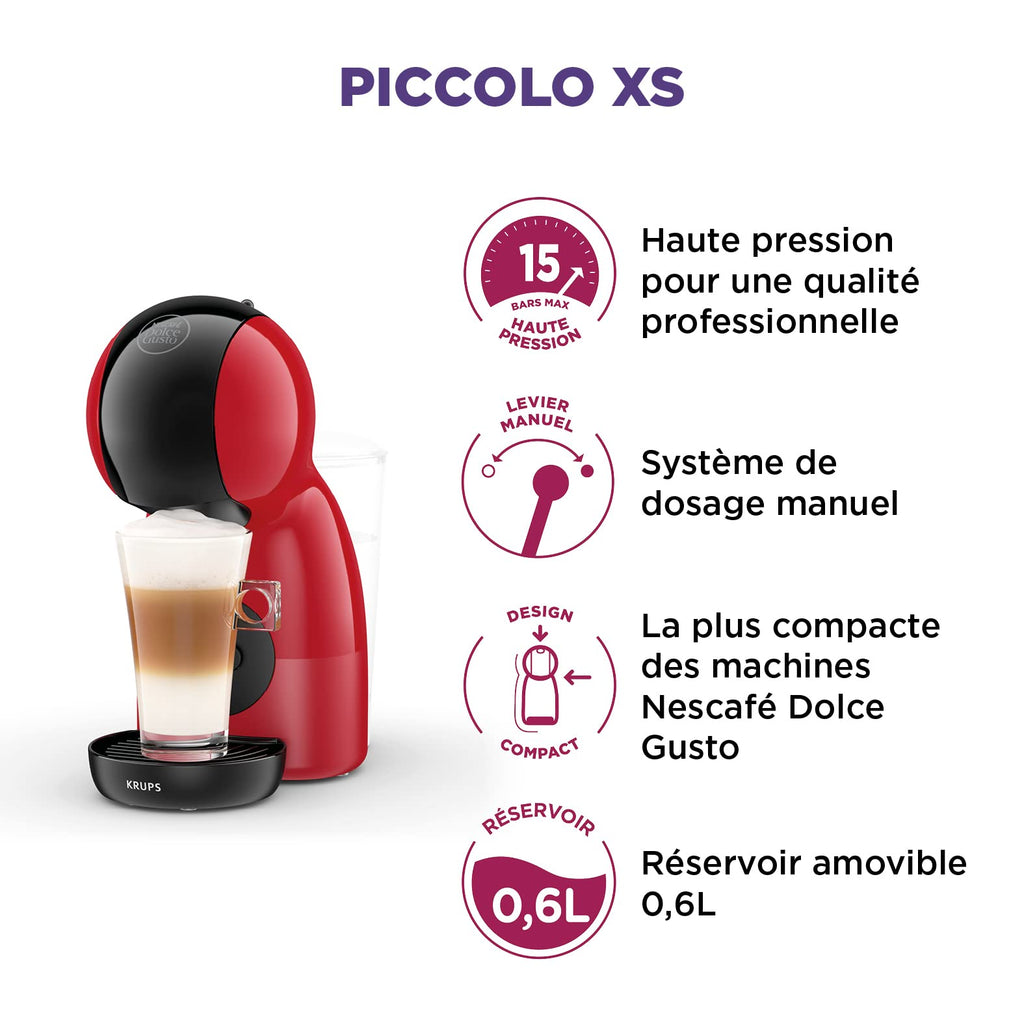 Machine à café capsules, Pression 15 Bars, Cafetière Dosettes Rouge et Noir
