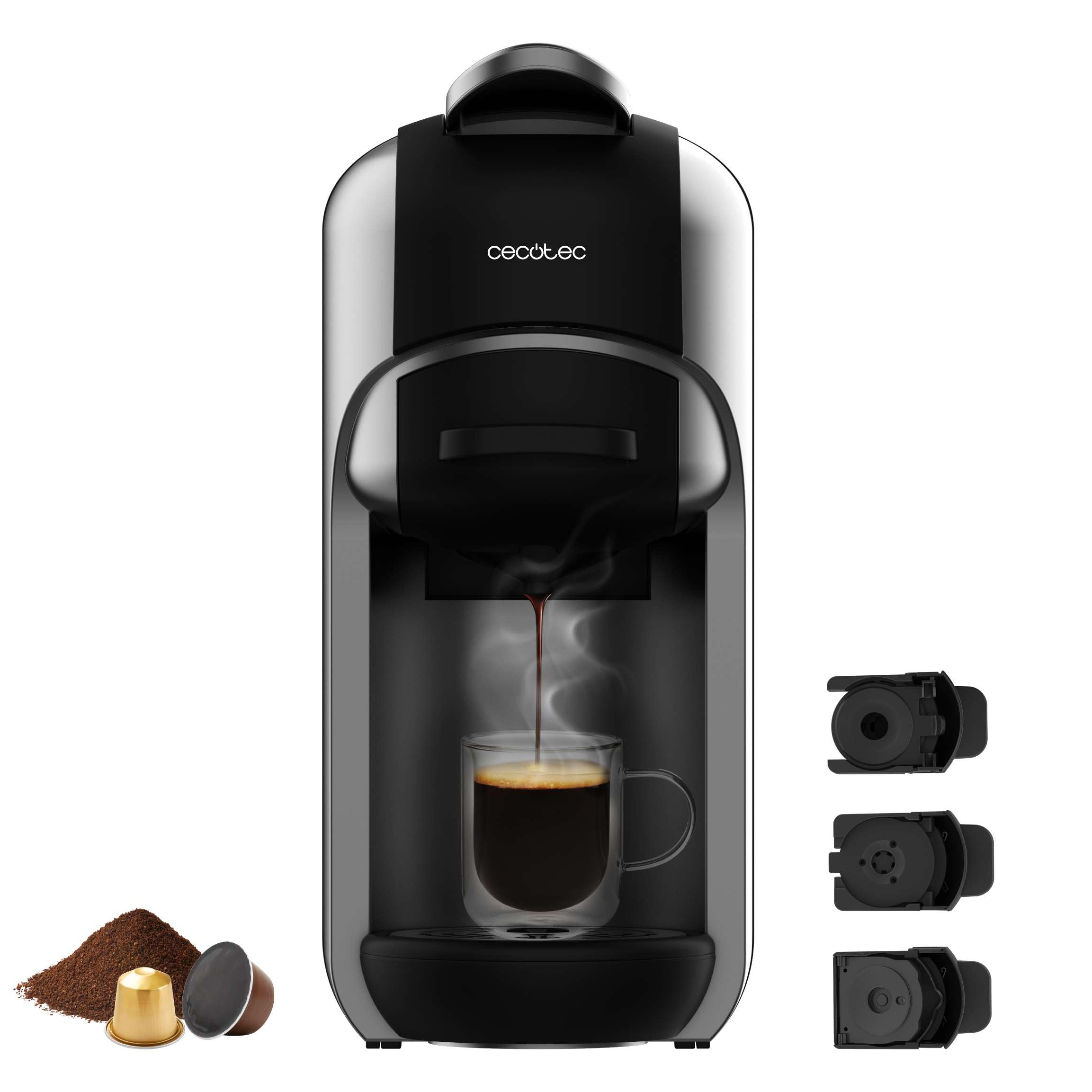 Cafetière espresso très compacte 3 en 1, machines à café à capsules Noir