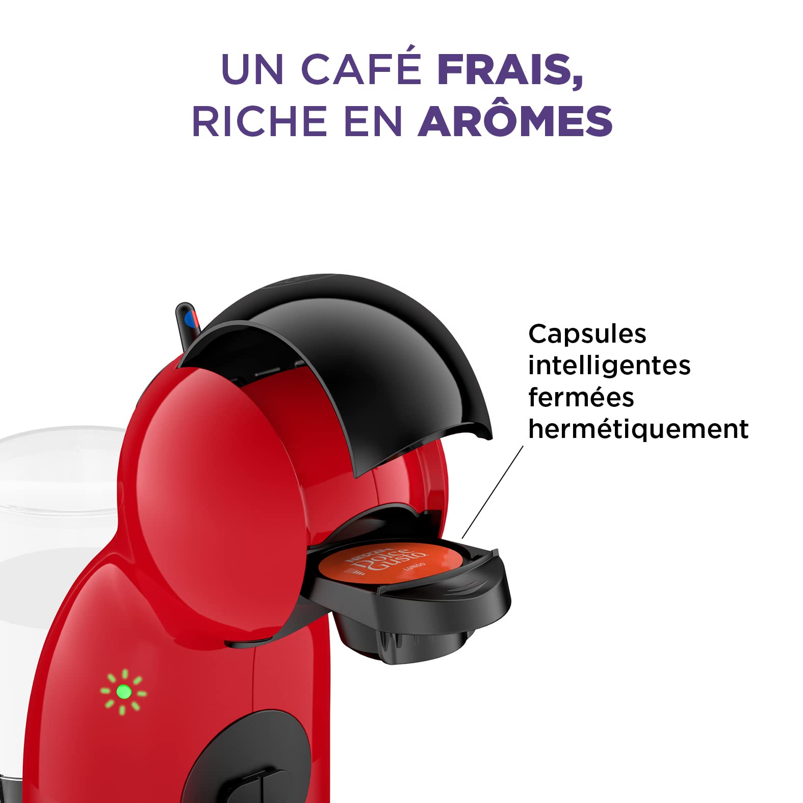 Machine à café capsules, Pression 15 Bars, Cafetière Dosettes Rouge et Noir