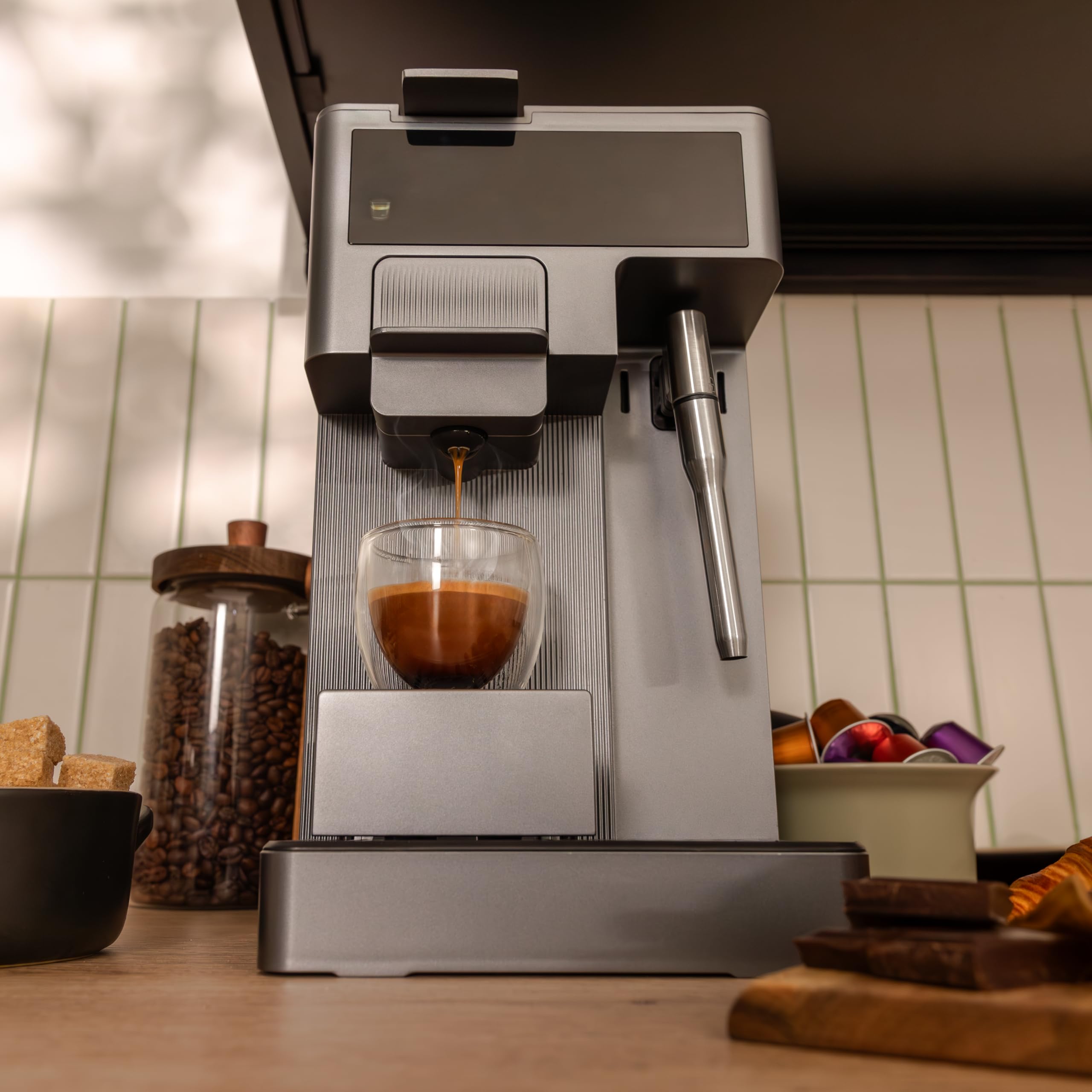 Cafetières à Capsules FreeStyle Latte T. Cafetière multifonctionnelle,1350 W avec réservoir de 400 ml