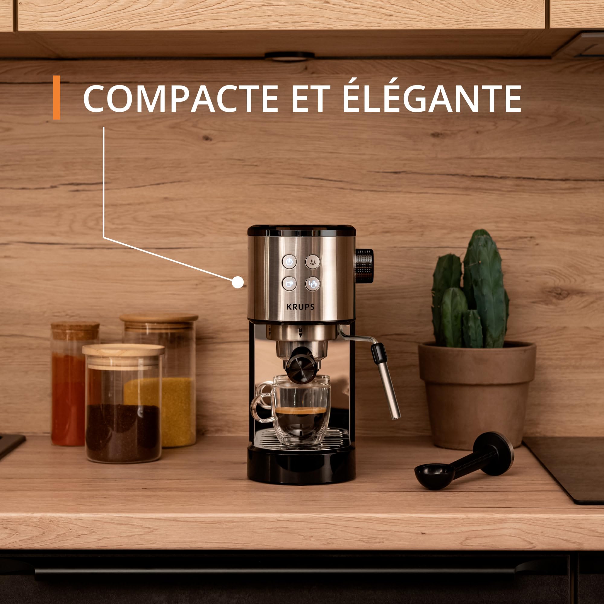 Machine expresso manuelle, design compact, espresso et cappuccino, Silver